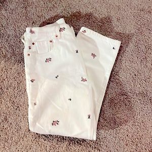 Embroidered Levi cropped 501s